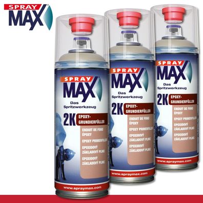 Kwasny SprayMax 3 x 400 ml 2K Epoxy-Grundierfüller Beige Rostschutz Haftgrund
