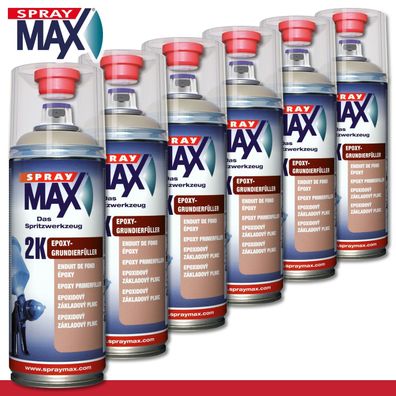 Kwasny SprayMax 6 x 400 ml 2K Epoxy-Grundierfüller Beige Rostschutz Haftgrund