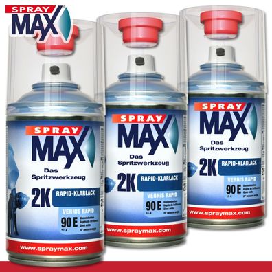 Kwasny SprayMax 3x 250 ml 2K Rapid Klarlack Spot Repair sehr witterungsbeständig