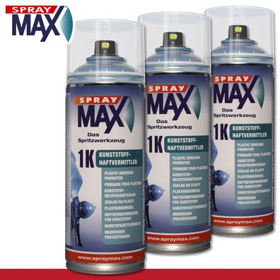 Kwasny SprayMax 3x 400ml 1K Kunststoff-Haftvermittler Spritzwerkzeug Transparent