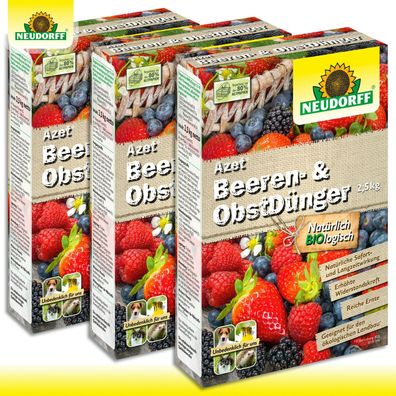 Neudorff 3 x 2,5 kg Azet Beeren- und ObstDünger Erdbeere Himbeere Apfel BIO