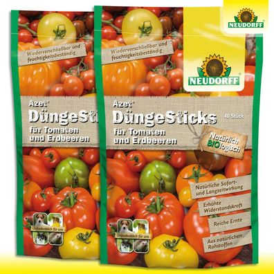 Neudorff Azet 2 x 80 g (=80 Sticks) DüngeSticks für Tomaten und Erdbeeren