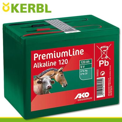 Kerbl AKO Alkaline Weidezaunbatterie 9V 120Ah Spannung Schutz Kühe Pferde Schafe