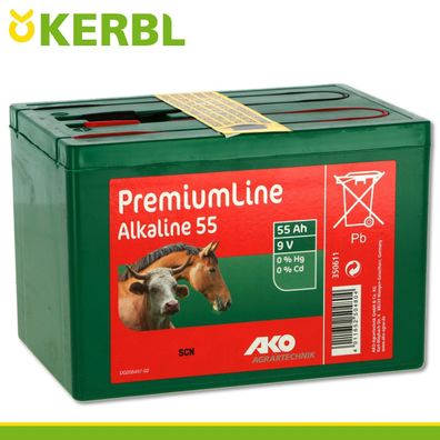 Kerbl AKO Alkaline Weidezaunbatterie 9V 55Ah Spannung Schutz Kühe Rinder Schafe