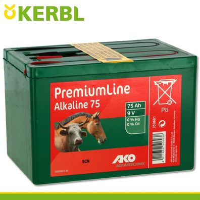 Kerbl AKO Alkaline Weidezaunbatterie 9V 75Ah Spannung Schutz Kühe Rinder Schafe