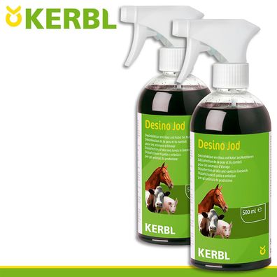 Kerbl 2x 500ml Desino Jod Plus Desinfektionsspray Haut Wundheilung Pferde Kühe