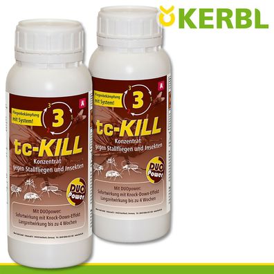 Kerbl 2x 500ml tc-KILL Stallfliegenkonzentrat Schutz Bekämpfung Schweine Kühe
