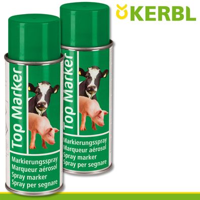 Kerbl 2x 500ml Viehzeichenspray Top Marker grün Markierung Kennzeichen Schweine