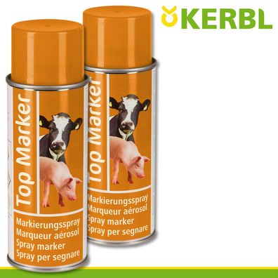 Kerbl 2x 500ml Viehzeichenspray Top Marker orange Kennzeichnung Kühe Schweine