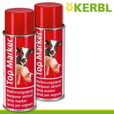 Kerbl 2x 500ml Viehzeichenspray Top Marker rot Markierung Weide Schafe Kühe
