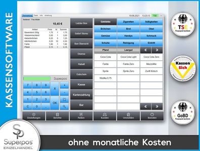 Blumenladen / Einzelhandel TSE Kassensoftware Superpos für Kassensysteme / Laptops