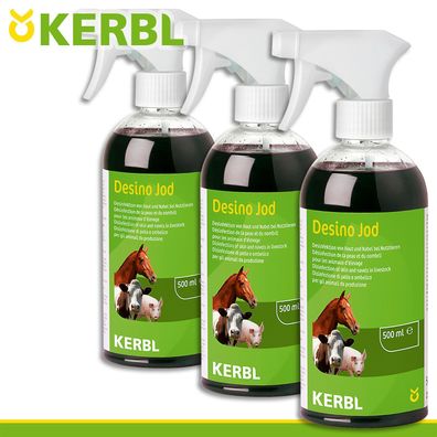 Kerbl 3x 500ml Desino Jod Plus Desinfektionsspray Wundheilung Pflege Haut Pferde