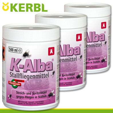 Kerbl 3x 500ml Stallfliegenmittel K-Alba® Bekämpfung Schutz Kühe Schafe Schweine