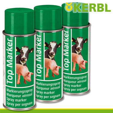 Kerbl 3x 500ml Viehzeichenspray Top Marker grün Erkennung Schafe Kühe Rinder