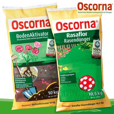 Oscorna® Set: BodenAktivator 10,0 kg + Rasaflor Rasendünger 10,5 kg