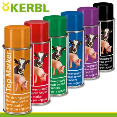 Kerbl-Set: 6x 500 ml Viehzeichenspray Top Marker verschiedene Farben Markierung