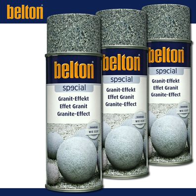 Kwasny Belton Special 3 x 400 ml Granit-Effekt Spraylack Grau Granitlook Deko