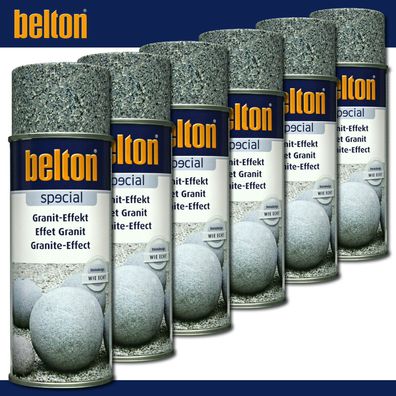 Kwasny Belton Special 6 x 400 ml Granit-Effekt Spraylack Grau Granitlook Deko