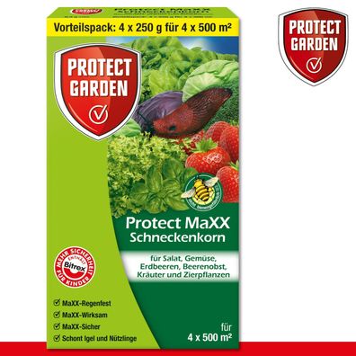 Protect Garden 4x 250g Protect MaXX Schneckenkorn Gemüsebeet Erdbeeren Schutz