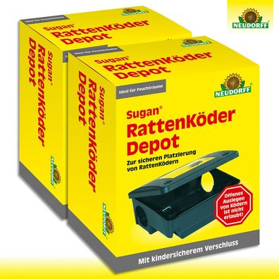 Neudorff 2x Sugan® RattenKöder Depot Bekämpfung Schuppen Keller Garage Haus Dach