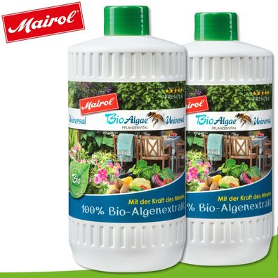 Mairol 2 x 1000 ml BioAlgae Universal-Pflanzenvital Nährstoffe Dünger Wachstum