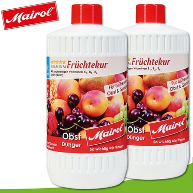 Mairol 2 x 1000 ml Früchtekur Obstdünger Liquid Baum Gemüse Früchte Ernte Pflege