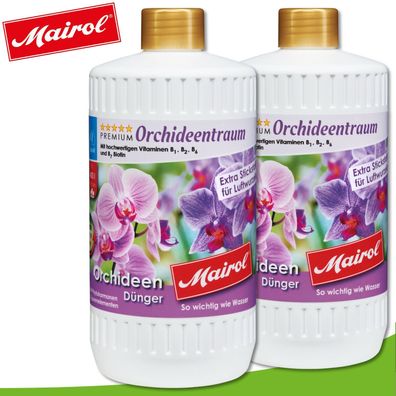 Mairol 2 x 1000 ml Orchideentraum Dünger Topfpflanzen Fensterbrett Blüte Liquid