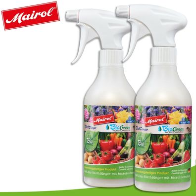 Mairol 2 x 500 ml BioGreen | mineralischer Blattdünger Pflanzen Wachstum Pflege