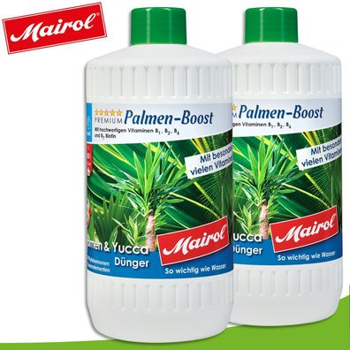 Mairol 2x 1000ml Palmen-Boost & Yuccadünger Liquid Wachstum Vitamine Pflege Baum