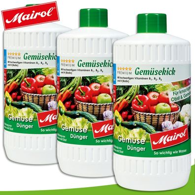 Mairol 3 x 1000 ml Gemüsedünger Gemüsekick Liquid
