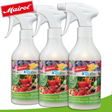 Mairol 3x 500ml BioGreen | mineralischer Blattdünger Blumen Baum Pflege Wachstum