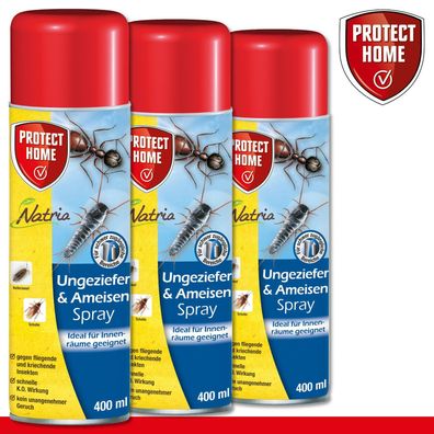 Protect Home 3 x 400 ml Natria Ungeziefer & Ameisen Spray