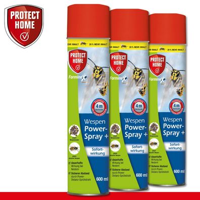 Protect Home 3 x 600 ml FormineX Wespen Power-Spray Bekämpfung Garten Terrasse