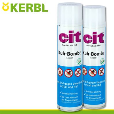 Kerbl 2x 400 ml CIT Kuh-Bombe Stall Fliegenbekämpfung Ungeziefer Schweine
