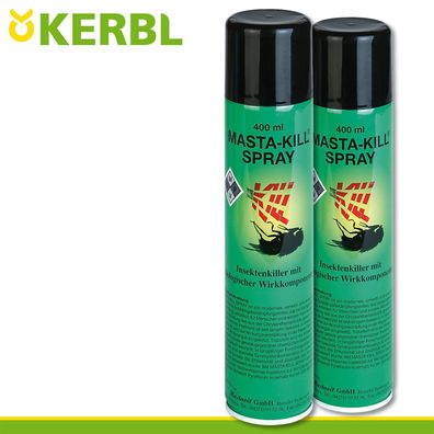 Kerbl 2x 400ml MASTA-KILL Spray Insektenspray Bekämpfung Schädling Stall Box Kuh