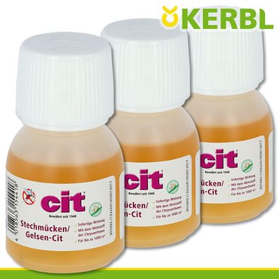 Kerbl 3x 50ml CIT Stechmücken/ Gelsen Schutz Bekämpfung Konzentrat Falle