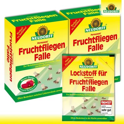 Neudorff Set: Permanent FruchtfliegenFallen + Lockstoff für FruchtfliegenFalle