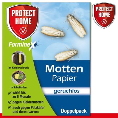Protect Home 1 x 2 Streifen FormineX Motten Papier à 10 Blatt (Gr. Mittel)