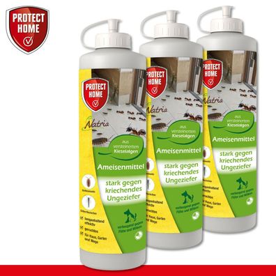 Protect Home 3 x 100 g Natria Ameisenmittel Kieselgur Diatomeenerde Siliziumoxid