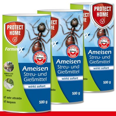 Protect Home 3x 500g FormineX Ameisen Streu- und Gießmittel N Gift Terrasse Haus