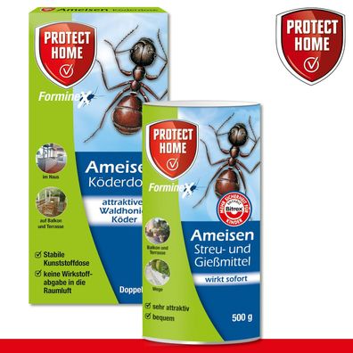 Protect Home 500g FormineX Ameisen Streu-/ Gießmittel N + 2 Stk Ameisenköderdose