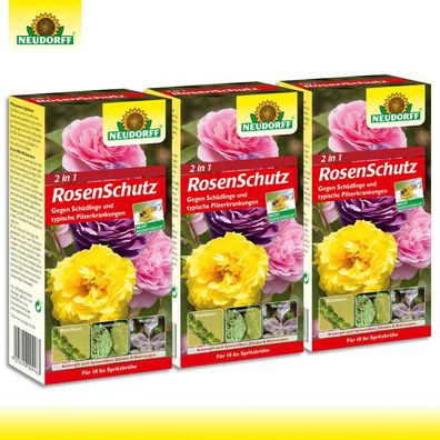Neudorff 3 Pack 2in1 RosenSchutz | Kombi-Pack | gegen Schädlinge und Krankheiten