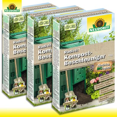 Neudorff 3x 1kg Radivit Kompost-Beschleuniger Bakterien Pilze Garten Abfall Laub