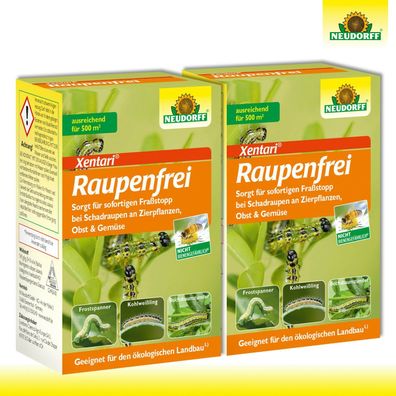 Neudorff Xentari 2 x 25 g Raupenfrei | gegen Buchsbaumzünsler und andere Raupen