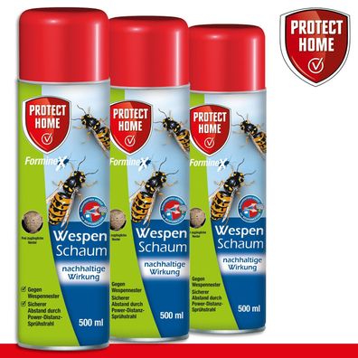 Protect Home 3 x 500 ml FormineX Wespenschaum Nest Bekämpfung Garten Terrasse