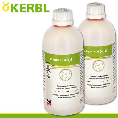 Kerbl 2x 500ml Vitamin AD3EC | Vitaminkonzentrat für Hennen Hühner Wachstum