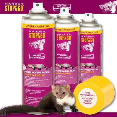 Stop&Go 3x 300ml Duftmarken-Entferner Vorreiniger Vorverhandlung Marderabwehr