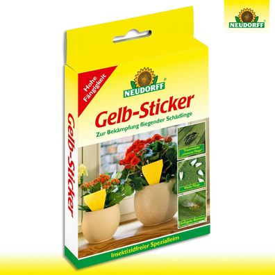 Neudorff 10 Stk Gelb-Sticker Blumenkasten Schutz Gemüse Topf Minierfliege Zikade