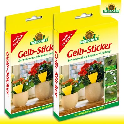Neudorff 2x 10 Stk Gelb-Sticker Töpfe Trauermücke Weiße Fliege Blumen Schutz
