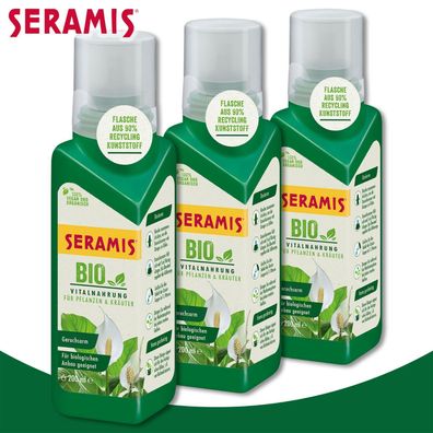 Seramis 3 x 200 ml Bio Vitalnahrung für Pflanzen und Kräuter Vegan Wachstum